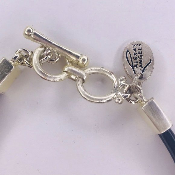 Alexa's Angels Bracelet Create Sliver Tone Black PVC Toggle Stamped 7" - Picture 2 of 4